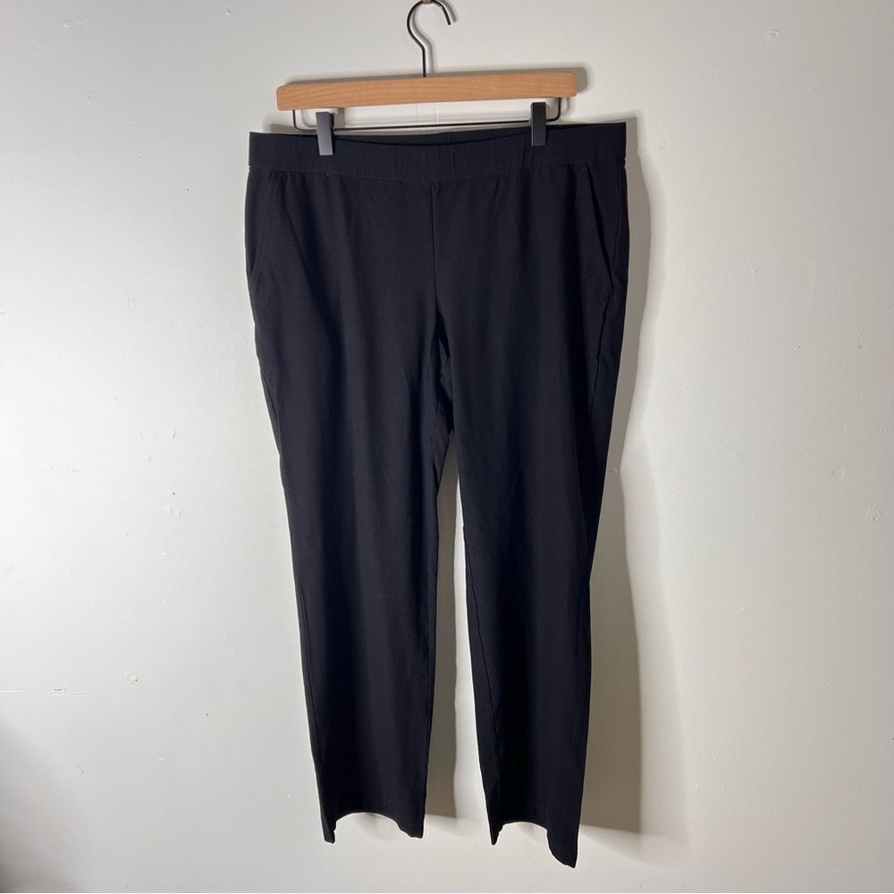 Eileen Fisher Women's Black Straight Leg Pull On Ponte Knit Pants Size L